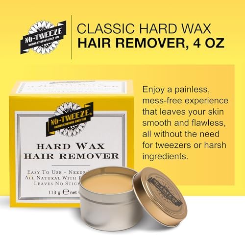 No Tweeze Hard Wax Hair Remover - All Natural Pure Beeswax Formula for Raising Eyebrows, Easy To Use Strip-Free Depilatory for Sensitive Skin, 4 oz