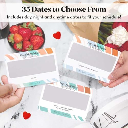 35 Scratch Off Date Night Ideas, Couples Gifts for Him, Her, Girlfriend, Boyfriend, Wife or Husband - Women or Men Anniversary Card Game, Engagement Gifts for Couples, Bridal Shower, Wedding, Birthday