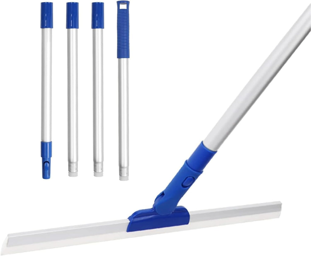 17" Magic Broom Squeegee Broom with 56" Adjustable Long Handle for Floor Bathroom Kitchen,Shower Tile Pet Hair Fur Marble Glass Window Cleaning