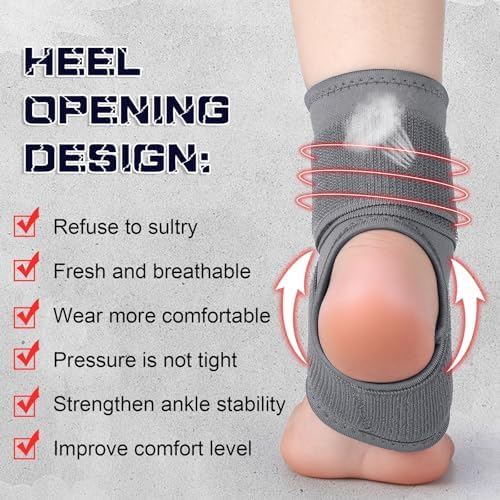 Honoson 2 Pcs Ankle Brace Kids Ankle Support for Sport Sprained Neoprene Breathable Compression Sleeve with Adjustable Wrap for Youth Child Boy Girl Plantar Fasciitis Achilles Tendonitis(Grey,S)
