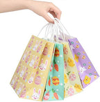 CCINEE 12PCS Easter Gift Bags,Bunny Kraft Paper Treat Bags with Handles Egg Chick Candy Bag for Kids Party Gift Wrapping