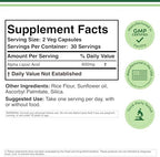 Alpha Lipoic Acid 600mg per Serving, 60 Capsules (Third Party Tested, Non-GMO, Gluten Free, Vegan Safe) Cellular Energy Support (ALA Supplement) by Double Wood