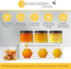 Mickelberry Gardens Honeybee Flight Gift Set – 3 Jar Honey Flight (3 × 3 oz) Featuring Wildflower & Blackberry Honeys – Pure, Local, Raw, Ready to Gift – Made in the USA