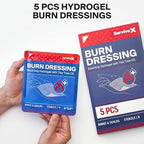 SurviveX Hydrogel Burn Dressings with Tea Tree Oil - 4x4" Sterile Non-Stick Burn Pads - Emergency First Aid for Instant Cooling, Soothing & Relief - 5 Pack