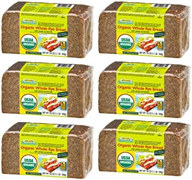 Mestemacher Whole Grain Bread (Organic Whole Rye, 17.6 oz, pack of 6)