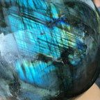 Natural Labradorite Sphere Reiki Healing Rock Quartz Crystal Ball Decoration Ornament Specimen + Stand Gift for Friends Family,Diameter7cm/2.8"