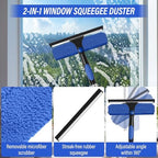 26FT High Window Washing Kit with Extension Pole, 2 in 1 Window Cleaning Squeegee Kit, Cobweb Duster with 5-20FT Telescoping Pole, High Reach Duster Kit for Outdoor, Indoor and Solar Panel Cleaning