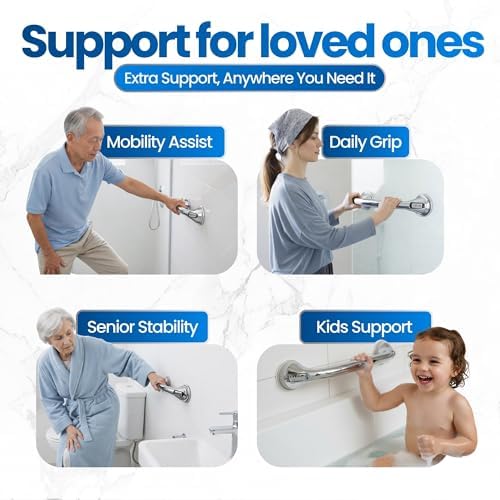 Safe-er-Grip Changing Lifestyles Suction Cup Grab Bars for Bathtubs & Showers; Safety Bathroom Assist Handle, Chrome, 16 inches