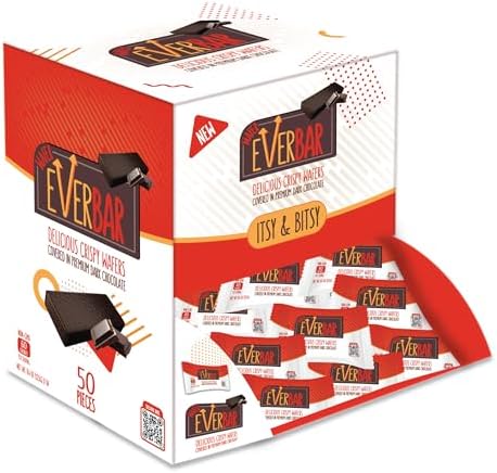 Itsy Bitsy - Dark'n Crispy Chocolate Mini Bars| Non-GMO, Dark Chocolate Wafer Candy Mini Bar | On the Go | With Coffee or Tea | Healthy Snack | Bite-Size Premium Wafer Chocolate (50 Count Mini (Pack of 1))