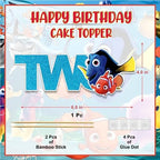 Findng Nmo Two Cake Topper Decoration for 2nd Birthday – Ocean Underwater Theme Cake Topper for Boys and Girls – Cute Fish Cartoon Character Cake Decoration – Style Birthday Party Supplies