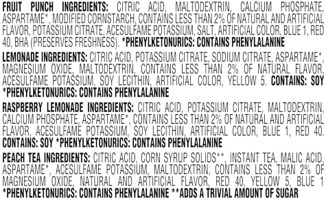 Crystal Light Refreshing Drink Mix Variety Pack, 44 Packets, for Convenient Hydration, Lemonade, Raspberry Lemonade, Peach Iced Tea, Fruit Punch, Natural and Artificial Flavor, Zero Sugar, 4.18 oz