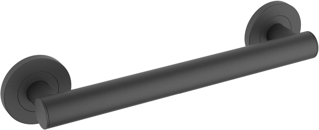 KIBI 12 Inch Stainless Steel Bathroom Safety Grab Bar | Straight Shaped Grab Bar for Bathtubs and Showers, Bathroom Grab Bars for Seniors, Wall Mounted Anti-Slip Support - Matte Black (KGB1112)