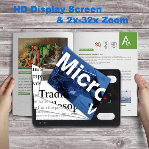 3.5 Inch Digital Magnifier, 2X-32X Times Zoom Portable Video Magnifier for Visually Impaired, Low Vision, Color Blindness, Amblyopia