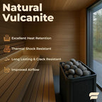Premium Sauna Rocks for Electric and Wood Burning Sauna Heaters — 33lbs A+ Grade Natural Vulcanite — Crack Resistant & Superior Heat Retention Sauna Stones — Fast Heating & Long Lasting Steam
