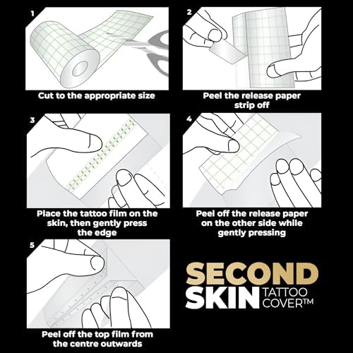 Breathable Second Skin Tattoo Cover Roll 10 in x 2.18 yd Tattoo Bandage Film, Clear Protective Waterproof Wrap for New Tattoos, Adhesive Aftercare Cover with Matte Surface
