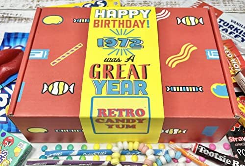 RETRO CANDY YUM ~ 1972 54th Birthday Gift Box of Nostalgic Retro 70s Candy Mix from Childhood for 54 Year Old Man or Woman Born Back in 1972 Jr