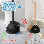 FORASTO Toilet Plunger with Holder,Plungers for Bathroom with Holder,Plunger with Cover,Bathroom Decor，Bathroom Accessories，Toilet Bowl Cleaners,Black(19inch)