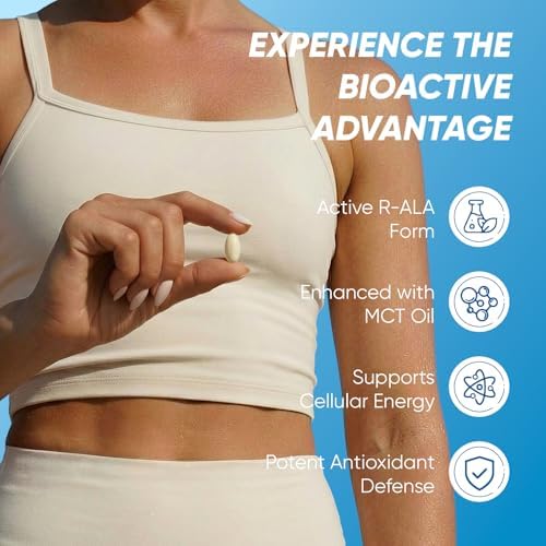 R-Alpha Lipoic Acid 1000mg with Coconut Oil, 120 Softgels | Superior Bioavailability Active Form, High Potency ALA Supplement for Nerve, Liver & Antioxidant Support, Gluten-Free (1pcs)