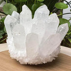 Crystal Cluster Electroplate Natural Quartz Mineral Specimen for Home Decor,Reiki Healing, February Birthstone Gift (White Crystal)