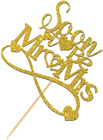 Soon to Be Mr & Mrs Cake Topper for Wedding, Golden Glitter Bride Shower Cake Decoratin for Bride and Groom, Just Married, Engagement/Wedding Party Supplies