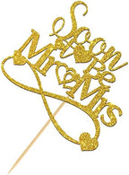 Soon to Be Mr & Mrs Cake Topper for Wedding, Golden Glitter Bride Shower Cake Decoratin for Bride and Groom, Just Married, Engagement/Wedding Party Supplies