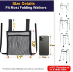 Aliseniors Walker Side Bag, Lightweight Folding Walkers Accessories Pouch, Side Walker Basket Organizer Mesh Bags for Phone, Keys, Medication, Cup, Secure & Easy to Attach (Black)