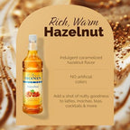 Monin - Sugar Free Hazelnut Syrup, Nutty Taste of Caramelized Hazelnut, Natural Flavors, Great for Mochas, Lattes, Smoothies, Shakes, and Cocktails, Non-GMO, Gluten-Free (1 Liter)