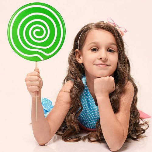 Zerodeko 4 Pcs Lollipop Props Large Candy Ornaments Fake Food Photo Prop Carnival Cosplay Decoration for Wedding Birthday Party Supplies Green