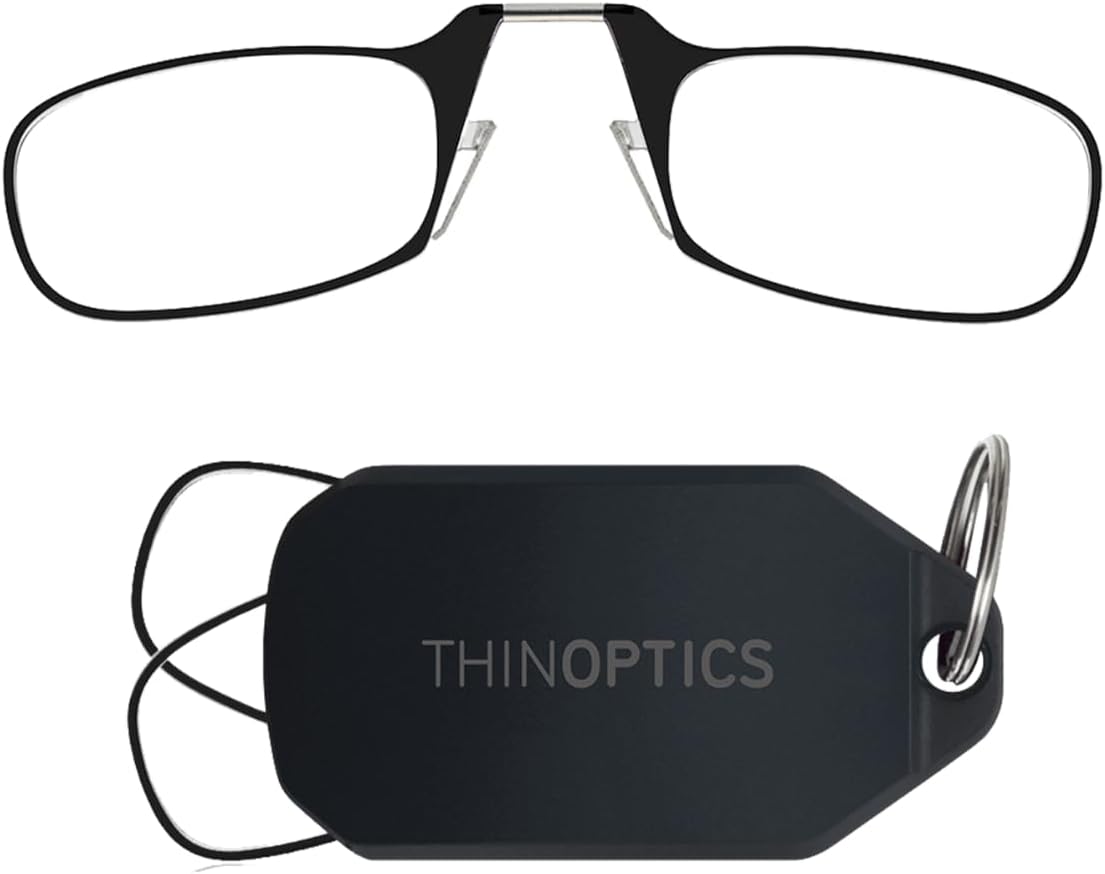 Always With You by ThinOptics Keychain Reading Glasses - Slim, Folding Armless Pocket Readers with Protective Keychain Case