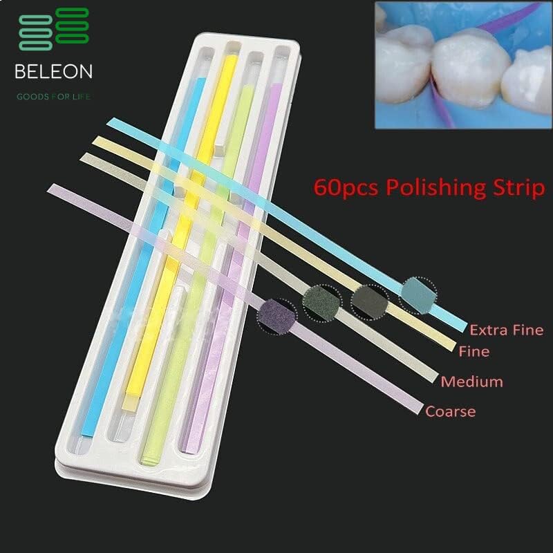 BELEON Dental Polishing Strips - Universal Kit 60pcs 3mm x 150mm - Tooth Polisher Dental File for Teeth Sanding Abrasive Strip Oral Care Cleaning Tool