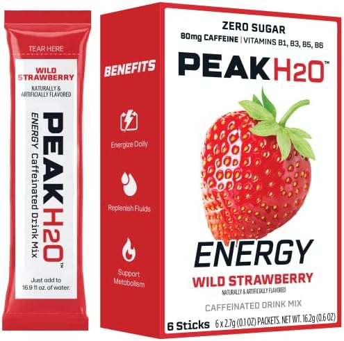 PeakH20 Electrolytes Powder Hydration Packets | Strawberry | 72 Servings | Sugar Free Water Flavor Packets for Workout Recovery