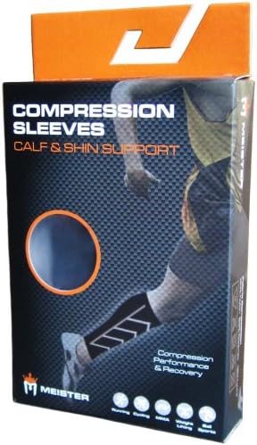 Meister Graduated 20-25mmHg Compression Running Leg Sleeves for Shin Splints (Pair)