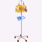 IV Drip Stand Bottle Holder Infusion Holder Pet Hospital Stainless Steel Drip Stand with Tray, 5 Rolling Wheels, 4 Hooks, Height Adjustable