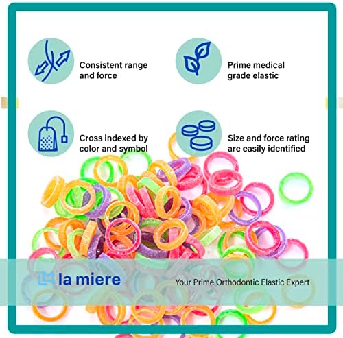Neon non-Latex 3 Packs 300 counts 1/4inch Light Intraoral Elastic Bands Orthodontic Elastics Dental Rubber Bands Made in US (Light [2.5oz], 1/4inch, 6.4mm)