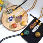 6Pcs Adjustable Crystal Necklace Cages with 7 Chakra Crystals & Healing Stones Set, for Jewelry Making, Yoga Meditation (7 Tumbled Stones + 6pcs Cord)