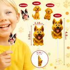 Puppy-Shaped Lollipops Individually Wrapped 24 Count, Human-Grade Pet-Themed Candy For People - Golden Retriever, French Bulldog, Labrador Puppy, German Shepherd Dog - Pet-Shaped Handmade Candy Sucker
