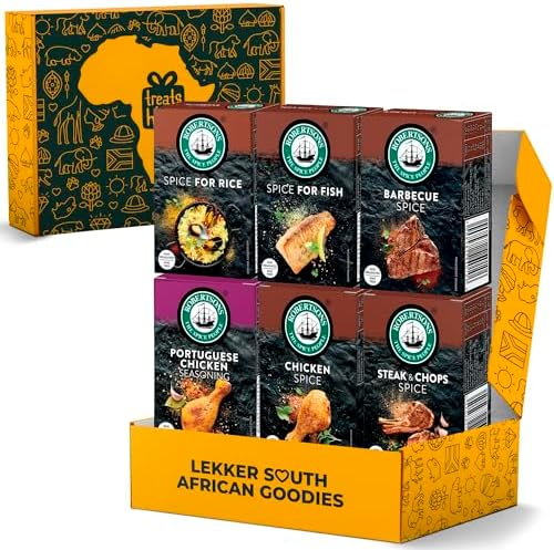 Seasoning Spice Set 6 Piece Variety Roberstons Collection from South Africa, BBQ Rubs, Marinades, Seasonings, and Spices for Meat, Chicken, Fish, and More - Gift for Dad, Men, and Grilling Enthusiasts