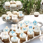 Rsstarxi 60 Pack Edible Baptism Cupcake Toppers Edible Boys God Bless Cake Decorations Christian Cupcake Picks for Religious Baby Shower Boys First Holy Communion Party Cake Decorations Blue
