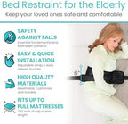 Vive Bed Restraints for Elderly Dementia Patients - Safety Belt for Wheelchair & Bed - Fall Prevention Device for Seniors - Adjustable Strap and Cushioned Waist Belt for Hospital Caregivers