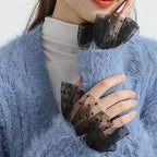 Ruffled Floral Layered Lace Cuffs Wrist Cuffs Black False Sleeves for Women Wrist Black