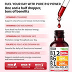NUSAVA (2 Pack) Vitamin B12 Liquid Drops with B6, B1, Niacin & Folate — B12 Sublingual Vitamin B Complex, Methylcobalamin 5000 mcg, for Energy, Brain & Heart Support, Raspberry Flavor, 80 Servings