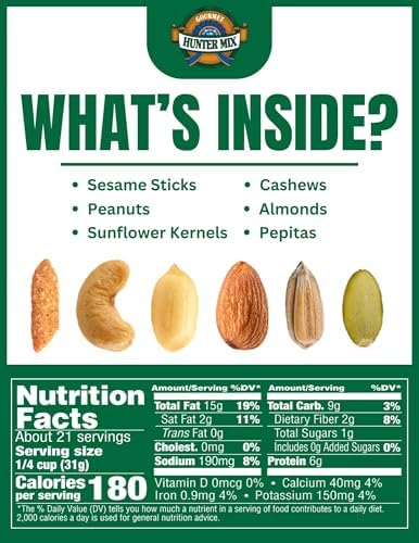 Southern Style Nuts Gourmet Hunter Bulk Trail Mix, 23 oz (Pack of 1), Sesame Sticks, Roasted Peanuts, Sunflower Kernels, Almonds, Cashews & Pepitas, Mixed Nuts, Snacks for Adults & Kids