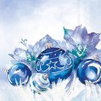 IHR Ideal Home Range Party Napkins Disposable 3-Ply Paper Lunch Napkin Pack, 6.5" x 6.5", Blue Baubles (Blue), 20-Count