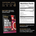 VINIA English Breakfast Black Tea Bags, Made with Organic Tea, Infused with Piceid Resveratrol for Heart Health, Nitric Oxide, Physical Energy, Alertness, Blood Flow, Keto, Kosher, NON-GMO. 30 Ct