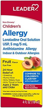 Leader Children's Allergy Loratadine Liquid, 4oz. Per Bottle