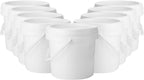 Gerrii 10 Pack White Plastic Bucket with Handle and Lid Food Storage Bucket Containers All Purpose Pail for Multipurpose Paint Water Art Crafts Projects Garage Organization (White,1 Gallon)