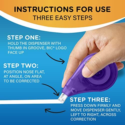 BIC Wite-Out EZ Correct Correction Tape, White, No Dry Time, Tear Resistant Tape, 4-Count