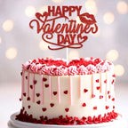 Valentine's Day Cake Toppers, 10PCS Red Glitter Hearts Cupcake Toppers Happy Valentine's Day Topper for DIY Cake Dessert Decor, Valentine Party Supplies Holiday Baking Decorations Gift