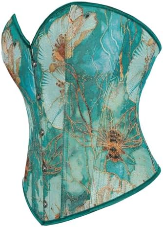 Sexy Corset Tops for Women Renaissance Floral Bustier Overbust Boned Strapless Lingerie Open Back Lace Up Shapewear