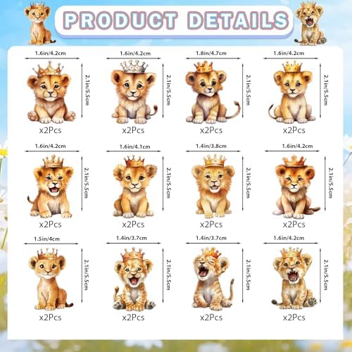 36 Pcs Lion Cupcake Toppers Lion Animals Cake Decorations Lion Baby Shower Decorations Lion Birthday Party Decorations for Boy Girls Birthday Party